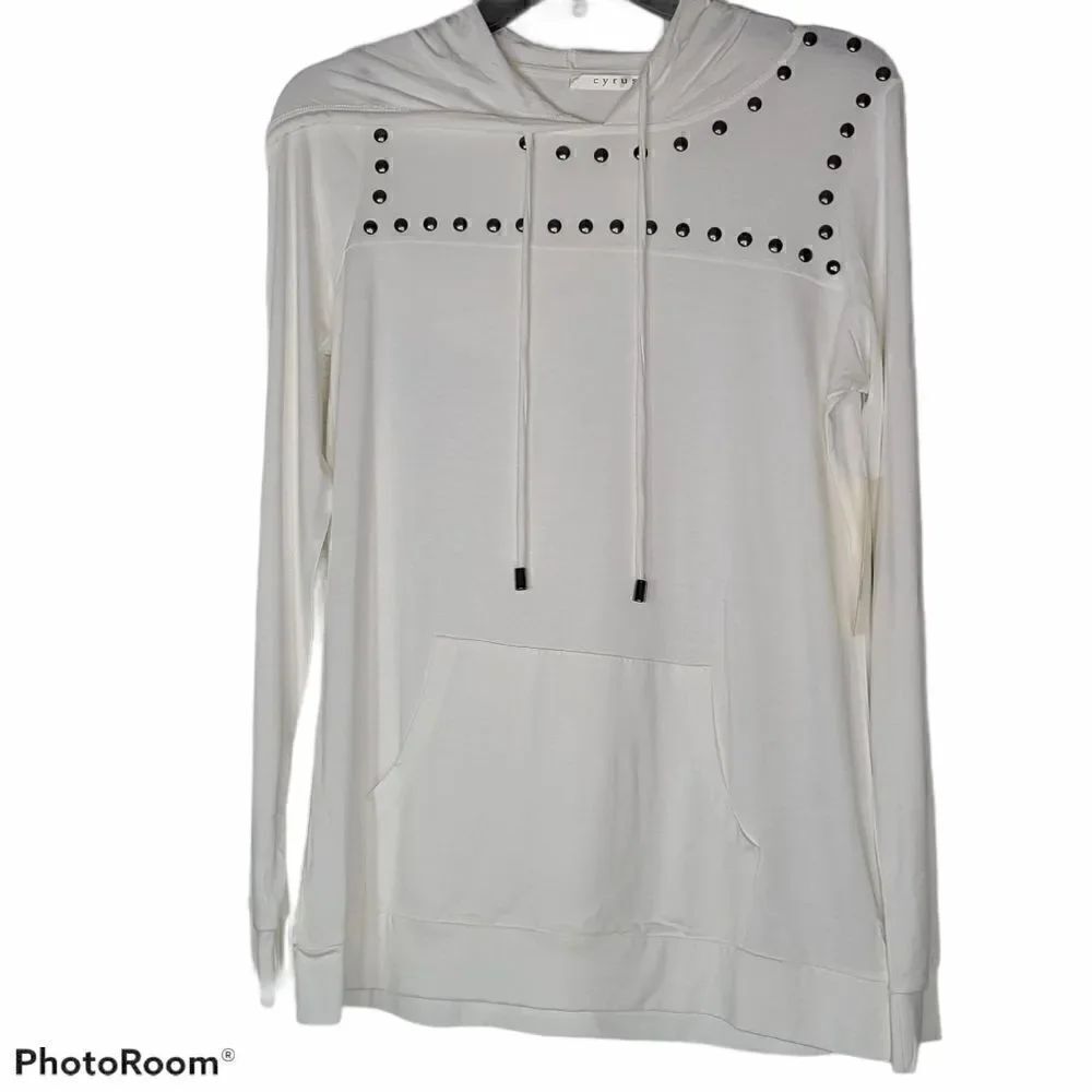 NWT SMALL CRYUS STUDDED HOODIE POCKET IVORY